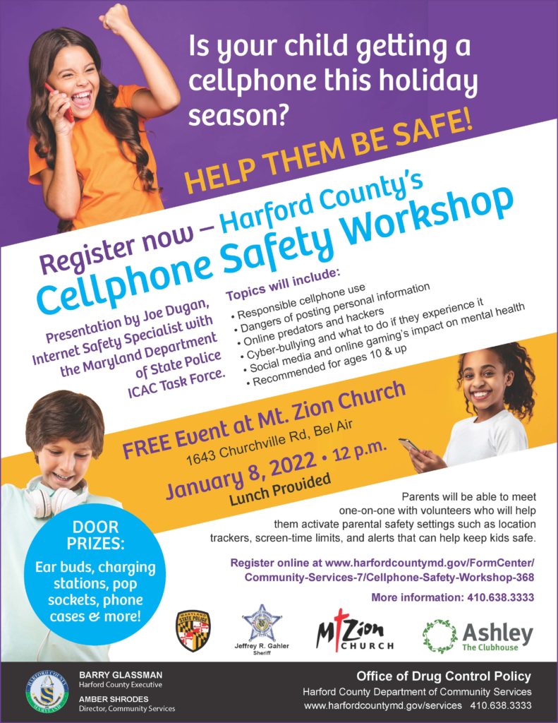 flyer for free cell phone safety workshop