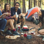 Friends Camping Eating Food